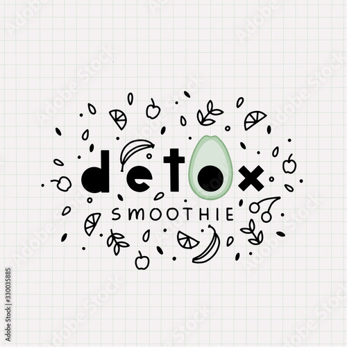 Vector Template design Detox Smoothie for homemade smoothie glass.