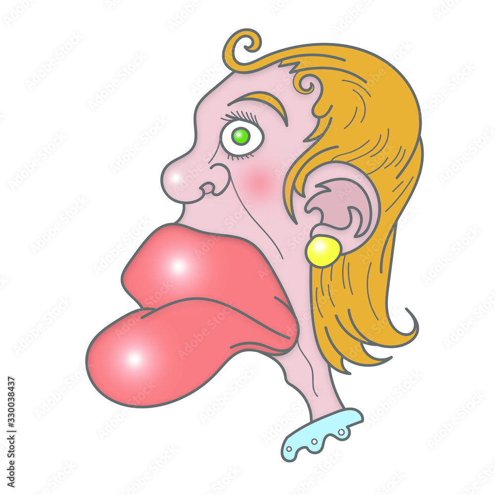 Caricature femme à grosses lèvres Stock Illustration | Adobe Stock