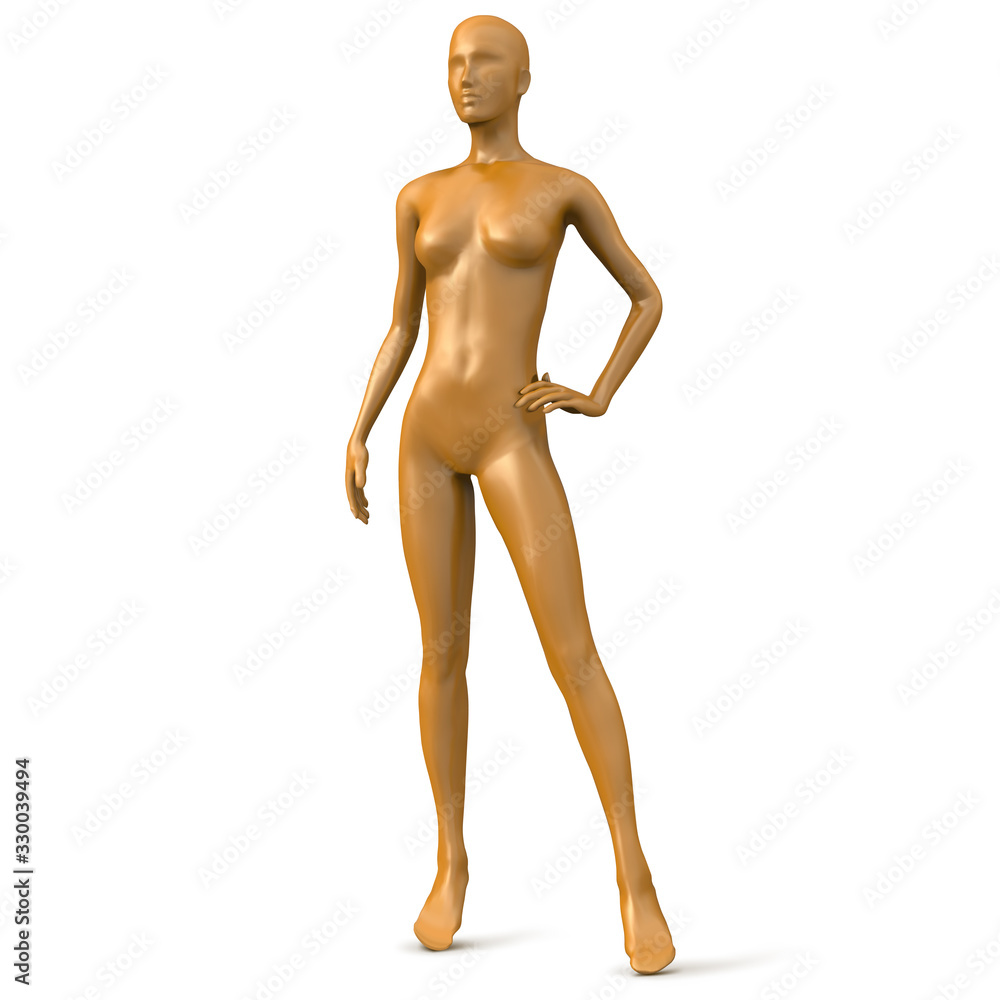 Female mannequin of gold color isolated on white background. Vector illustration Female mannequin of gold color isolated on white background. Vector illustration