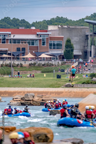 whitewater rafting action sport at whitewater national center in charlotte nc