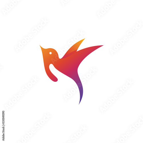 Vector logo illustration of bird care. perfect for charity, pet shop, or animal company. colorful gradient style