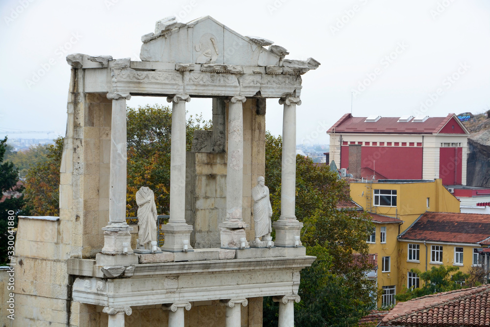 The ruins of the ancient Roman theater of Philippopolis in Plovdiv, Bulgaria