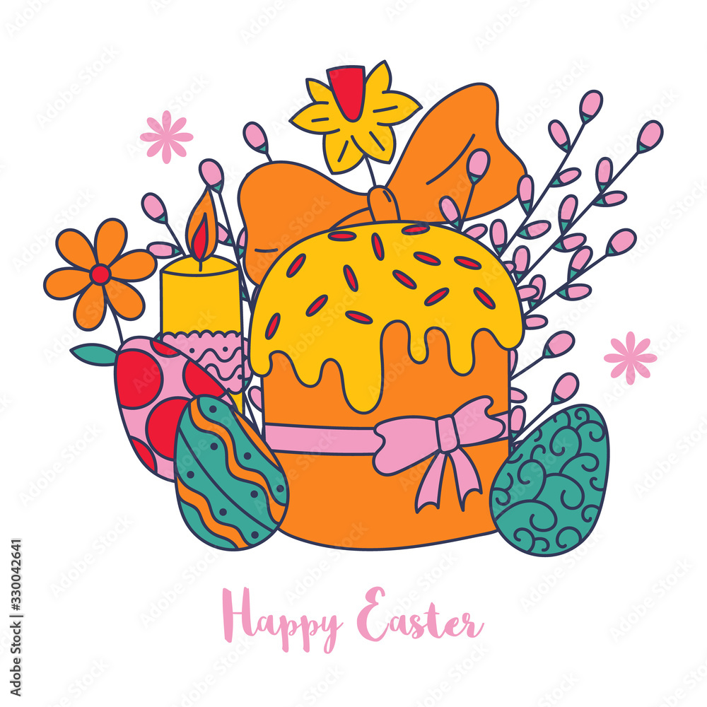 Easter card decorated with easter eggs Easter card decorated with easter eggs