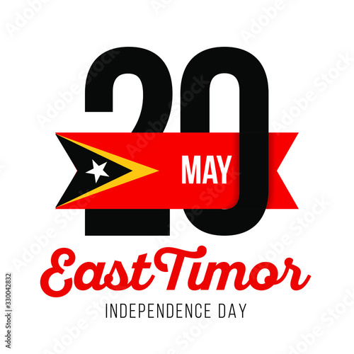 Congratulatory design for May 20, East Timor Independence Day and the text with the colors of the flag of East Timor. Vector illustration республика, государство, назависимость, конституция