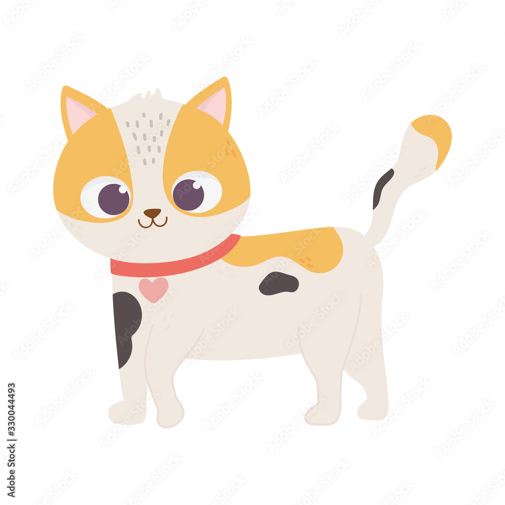 cute spotted cat with collar heart walking cartoon cute spotted cat with collar heart walking cartoon
