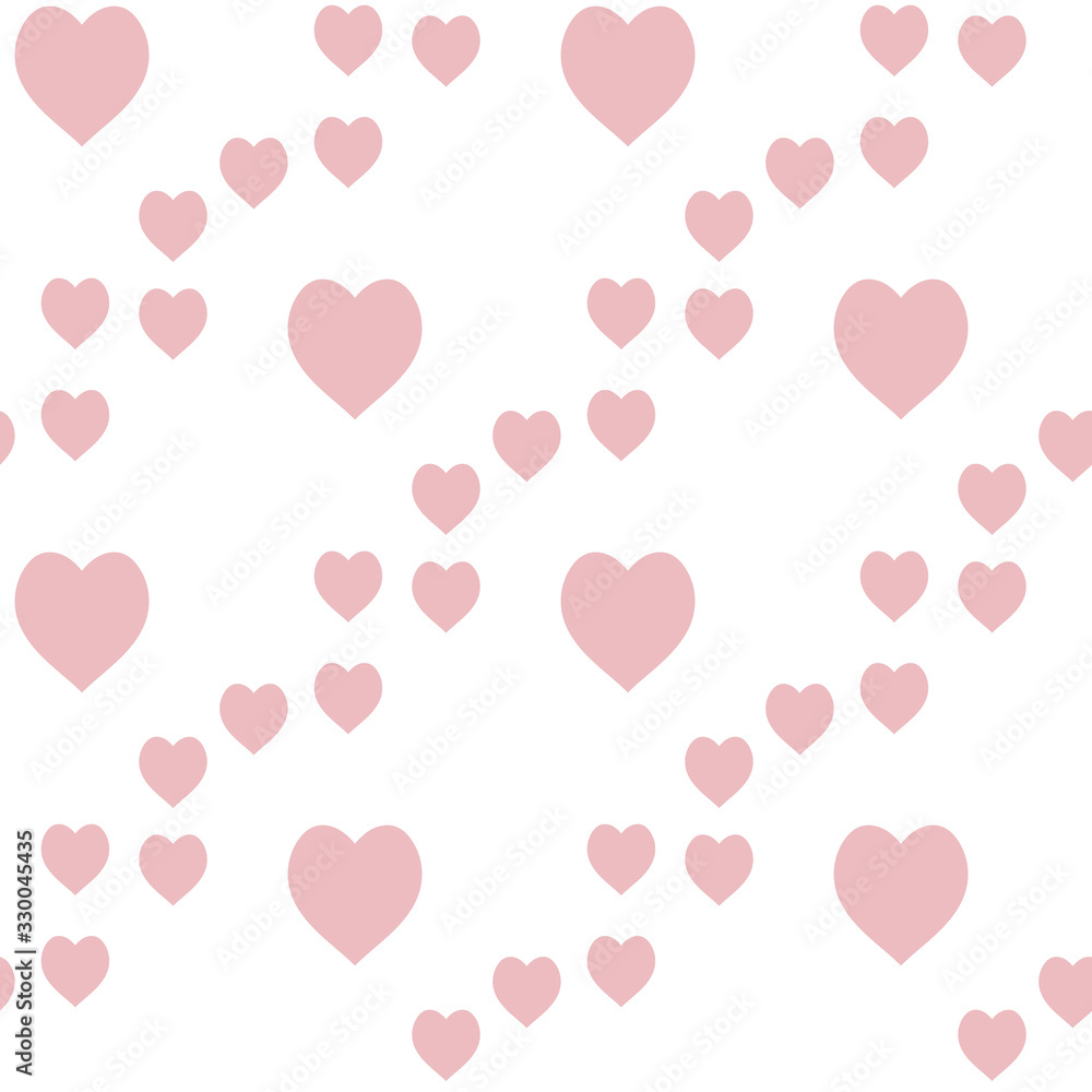 Seamless pattern with great pink hearts on white background for plaid, fabric, textile, clothes, tablecloth and other things. Vector image.