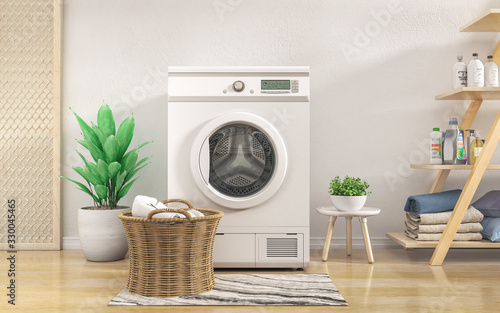 Laundry room, 3d illustration photo