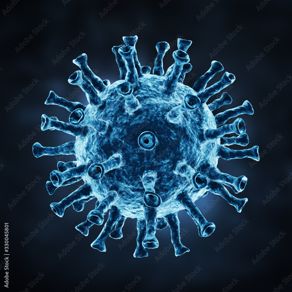 Herpes virus on a dark background. 3d illustration - obrazy, fototapety, plakaty 