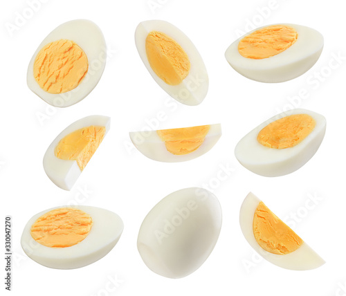 Photos set of eggs on a white background