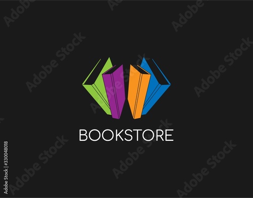 Unique Logo of Book with Modern Concept. Design with Colorful Style Isolated on Black Background. This Logo Ideal for Bookstore, Library, Publishing Company, Etc. Vector Illustration
