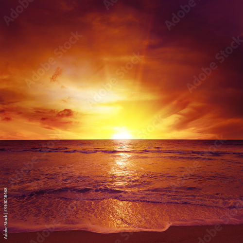 Fantastic sunset over ocean © Serghei V