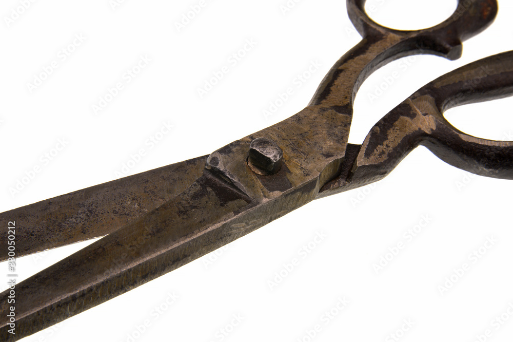old scissors detail isolated on white background old scissors detail isolated on white background