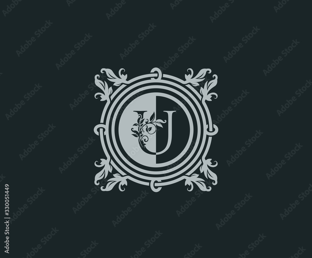 Luxury logo design with initial U. Elegant flourishes U Letter. Border carved frame logo template. Vintage vector element. Luxury logo design with initial U. Elegant flourishes U Letter. Border carved frame logo template. Vintage vector element.