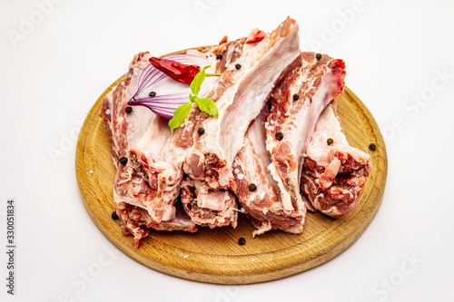 Raw pork ribs isolated on white background