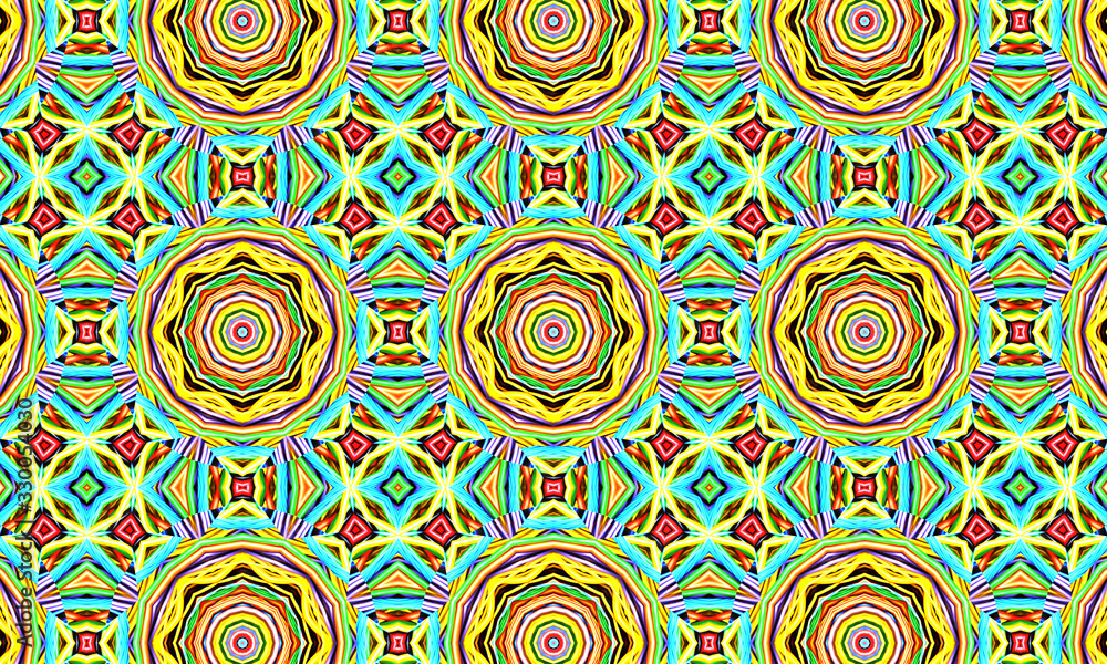 Fototapeta premium Geometric kaleidoscope multicolored seamless pattern. Abstract background. Beautiful multicolor kaleidoscope texture. Unique kaleidoscope design. Illustration for design.