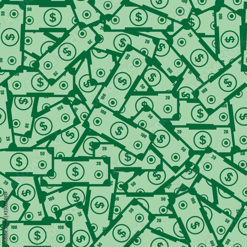 Dollar bills, money. Seamless ornament, pattern, background and template. Vector square white backgroundv