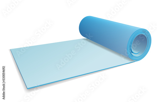 Blue yoga mat. Fitness equipment