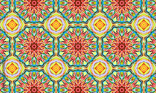 Geometric kaleidoscope multicolored seamless pattern. Abstract background. Beautiful multicolor kaleidoscope texture. Unique kaleidoscope design. Illustration for design. © faizan