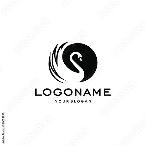 swan logo,goose or duck icon design vector in trendy and abstract luxury line outline style 