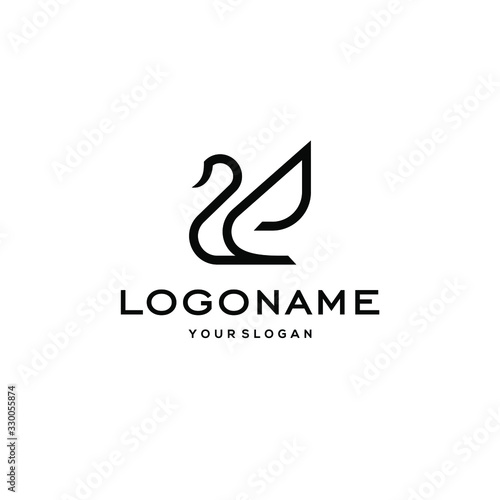 swan logo,goose or duck icon design vector in trendy and abstract luxury line outline style 
