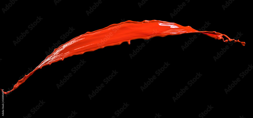 Isolated red paint splashes on black background