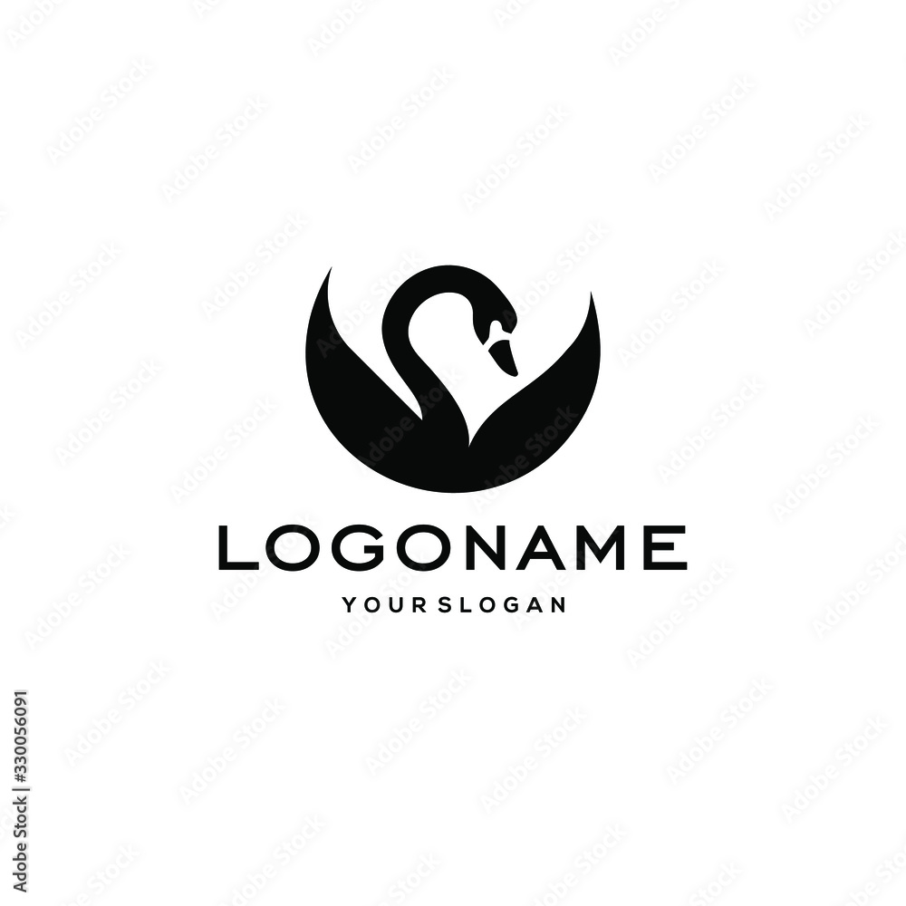 swan logo,goose or duck icon design vector in trendy and abstract luxury line outline style 