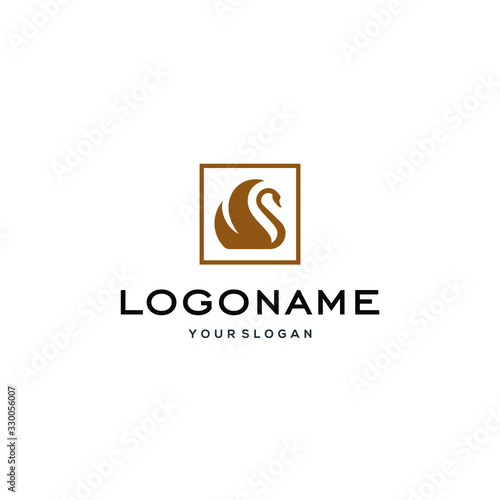 swan logo,goose or duck icon design vector in trendy and abstract luxury line outline style 