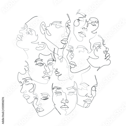 one line black woman face pattern