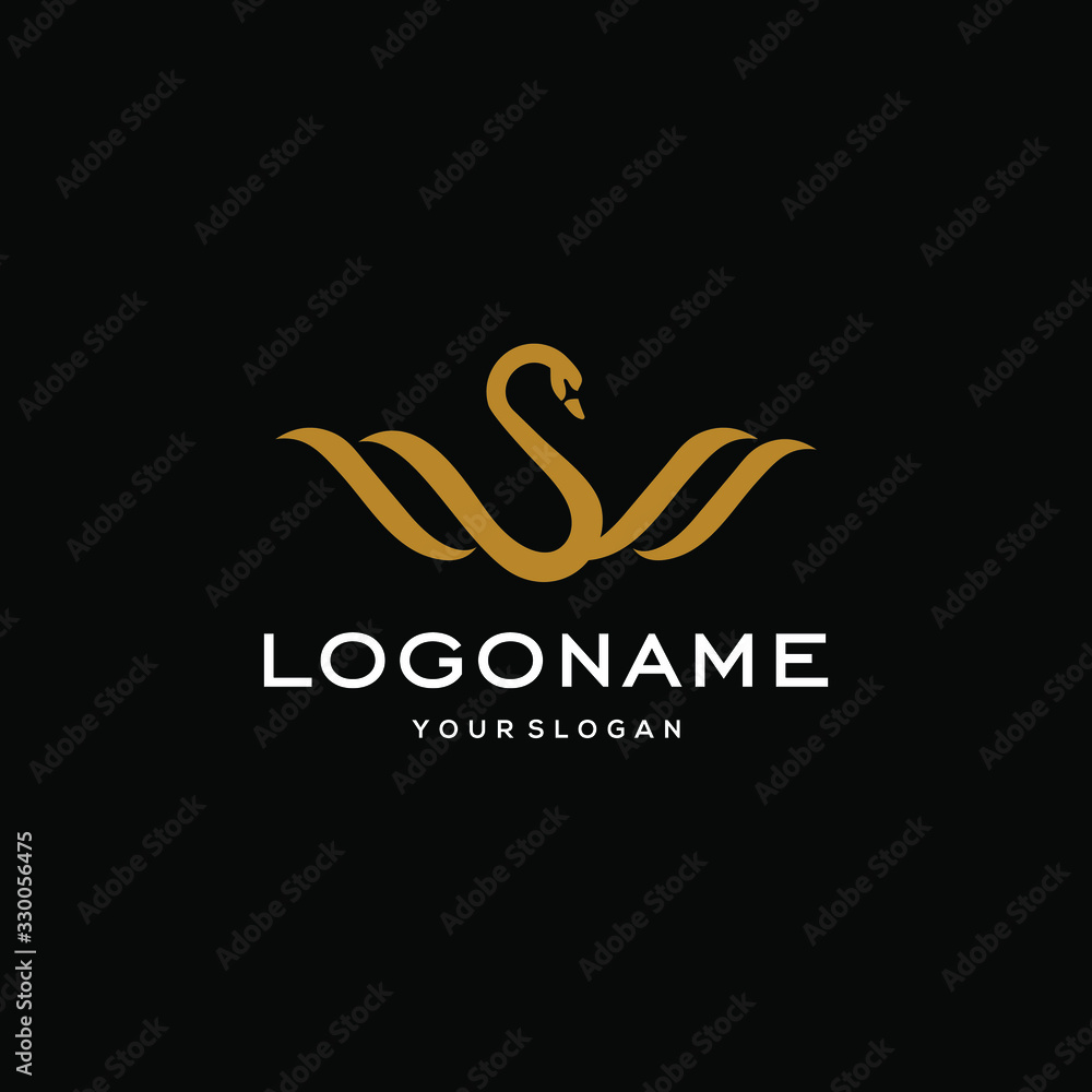 Fototapeta premium swan logo,goose or duck icon design vector in trendy and abstract luxury line outline style 