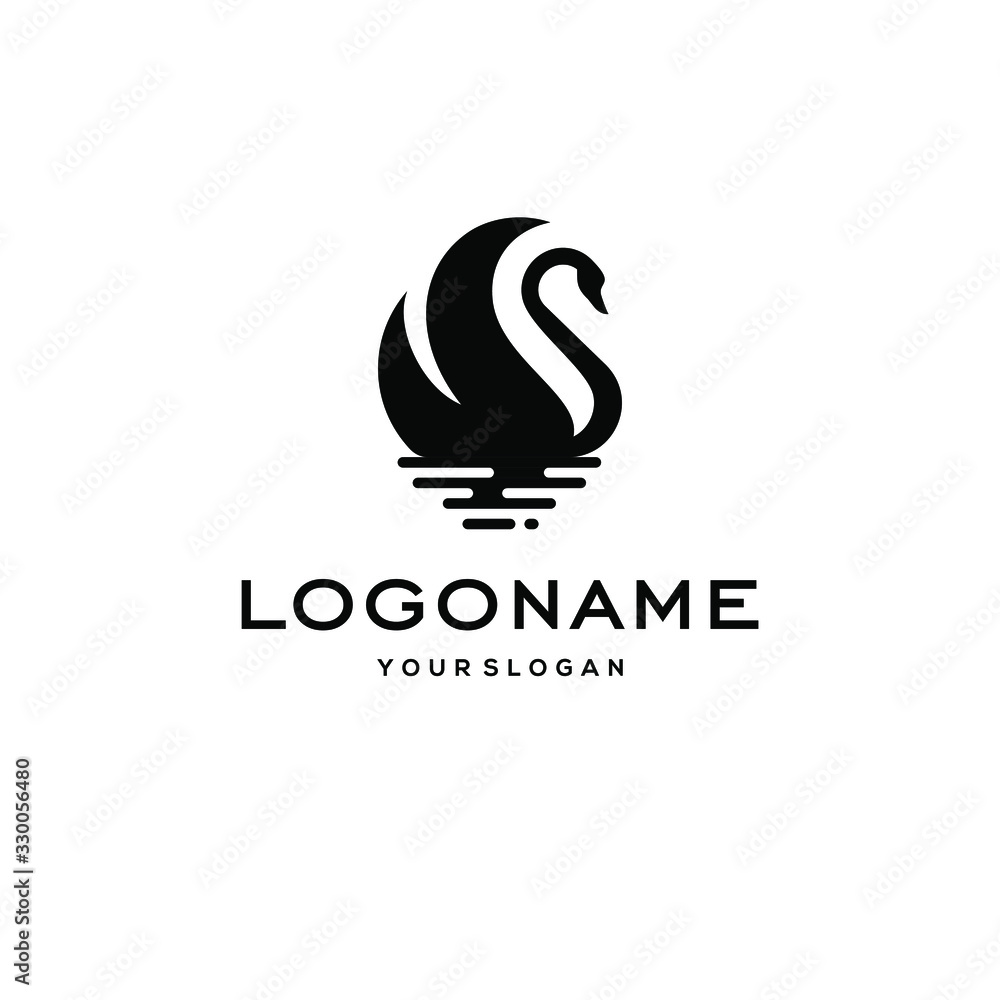 Fototapeta premium swan logo,goose or duck icon design vector in trendy and abstract luxury line outline style 