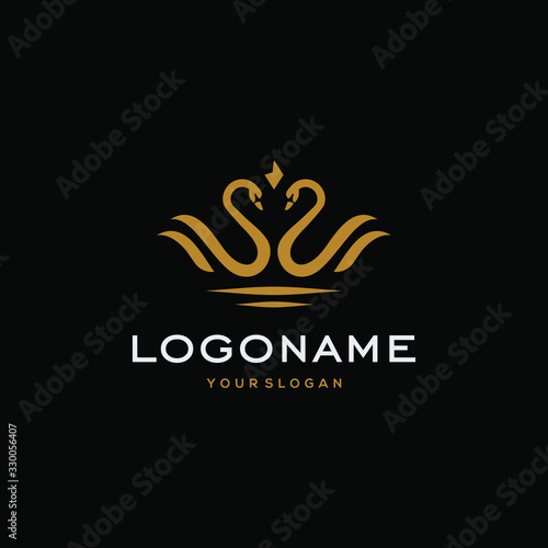 swan logo,goose or duck icon design vector in trendy and abstract luxury line outline style 