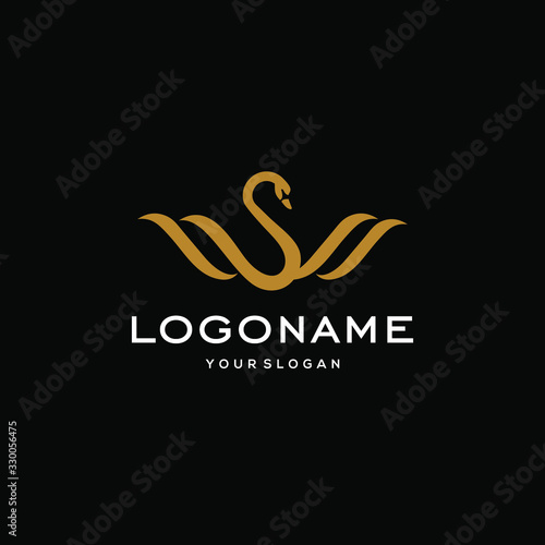 swan logo,goose or duck icon design vector in trendy and abstract luxury line outline style 