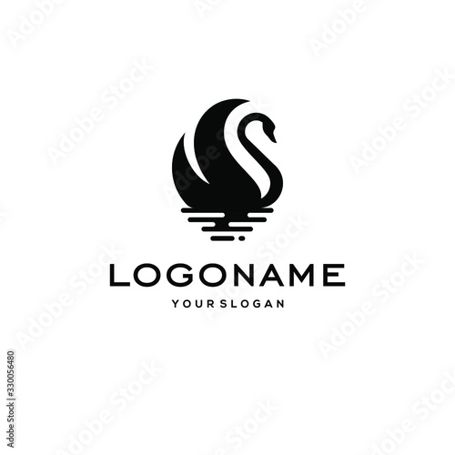 swan logo,goose or duck icon design vector in trendy and abstract luxury line outline style 
