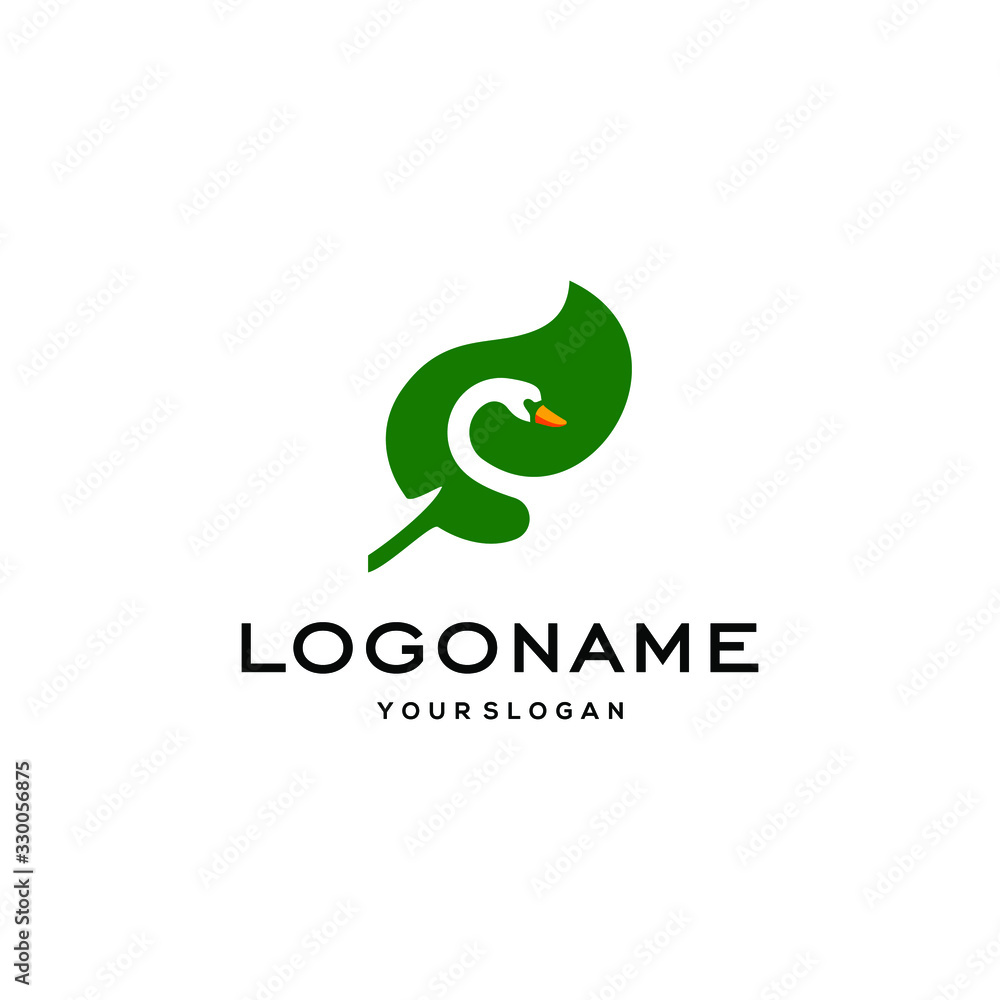 Fototapeta premium swan logo,goose or duck icon design vector in trendy and abstract luxury line outline style 
