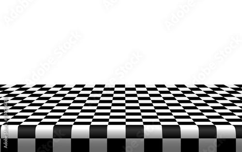 Checkered tablecloth on the table in the white room