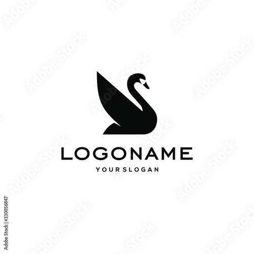 swan logo,goose or duck icon design vector in trendy and abstract luxury line outline style 