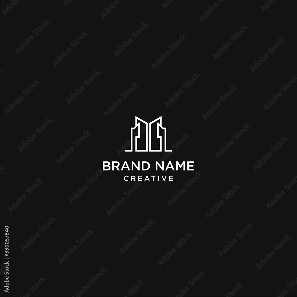 Vector logo design template in trendy minimal linear style - interior design concept - furniture and home and buildings decoration items