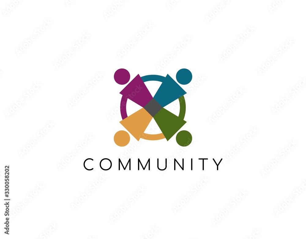 Simple Logo of Unity and Community with Modern Concept. Design with Unique and Colorful Style. This Logo Very Suitable for Community, Charity, Social Foundation, and More. Vector Illustration