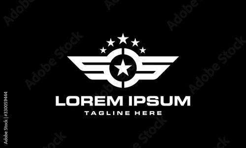 initial letter S O S with wings star logo design template