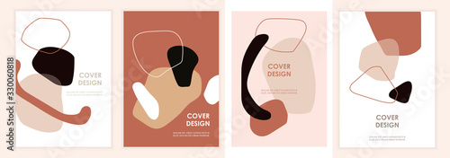 Minimalistic art. Set of abstract templates for banners, posters, flyers, covers. Vector illustration. Abstract shapes, lines and spots. Simple flat background.