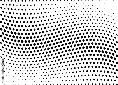Abstract halftone wave dotted background. Halftone twisted grunge pattern  dot  circle.  Vector modern optical halftone pop art texture for poster  business card  cover  label mock-up  sticker layout