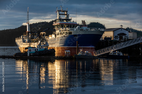 Dawn over the marina at Port Hardy, Vancouver Island, British Columbia, Canada