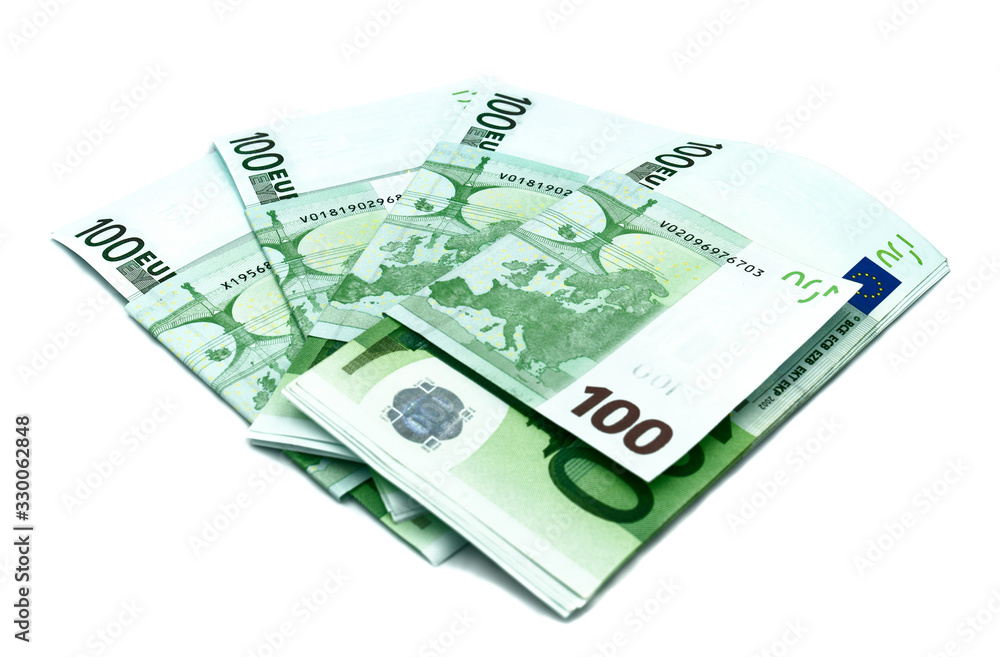 euro banknotes lie on a white background euro banknotes lie on a white background