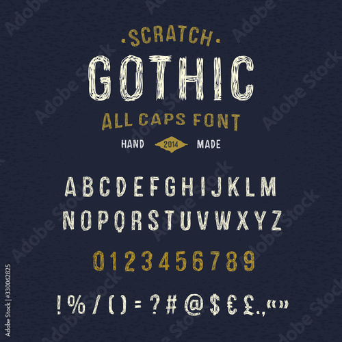 Set of hand crafted letters with scratch texture