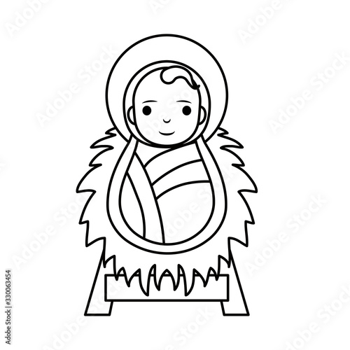 jesus baby in straw cradle manger character