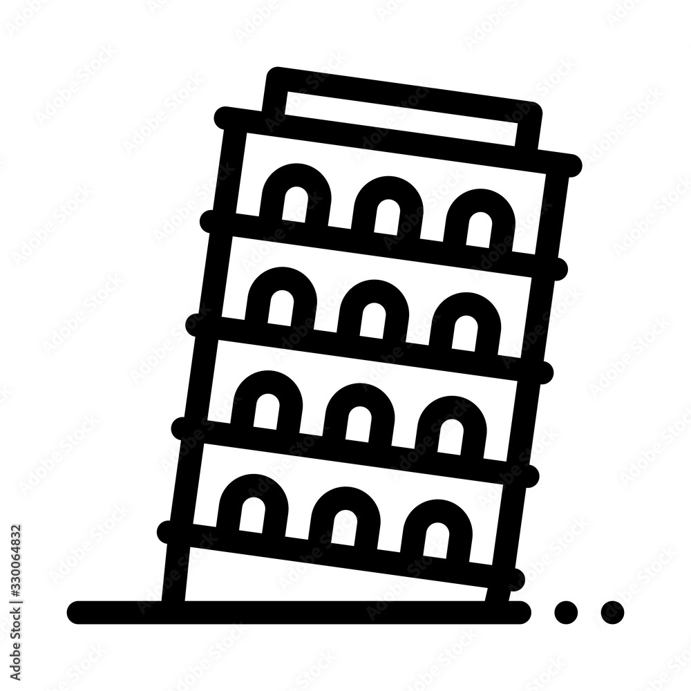 Pisa Tower Icon Vector. Outline Pisa Tower Sign. Isolated Contour Symbol Illustration