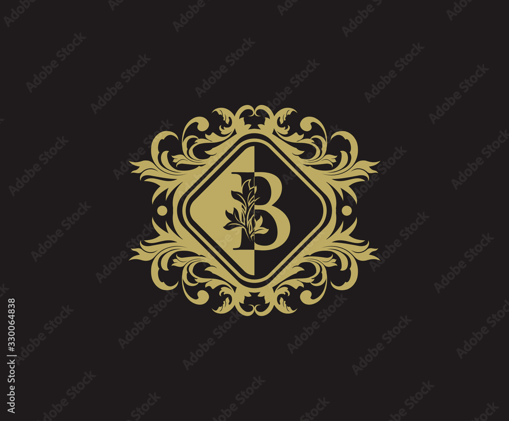 Classic logo design with initial B. Elegant flourishes B Letter. Border carved frame logo template. Vintage vector element. Classic logo design with initial B. Elegant flourishes B Letter. Border carved frame logo template. Vintage vector element.