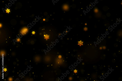 abstract circular and snow shape golden sparkle glitter bokeh flowing movement