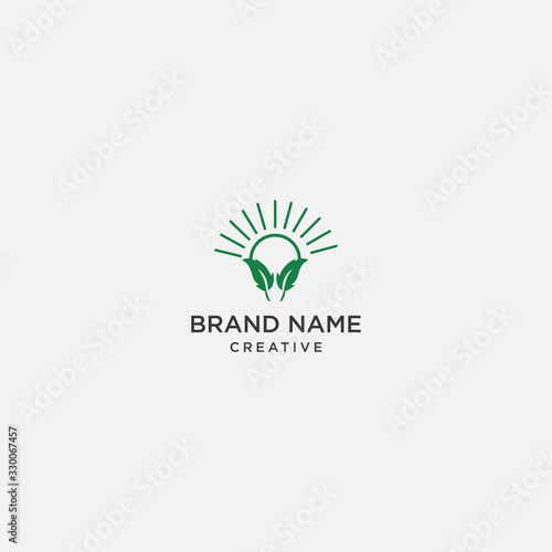 Leaf Sun logo template design in Vector illustration 