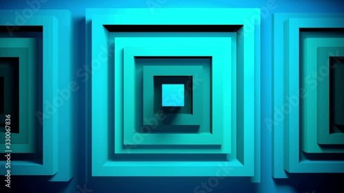 Abstract 3d rendering, animated background with moving geometric shapes. Seamless 4k video.